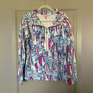 Red right return Lilly Pulitzer popover